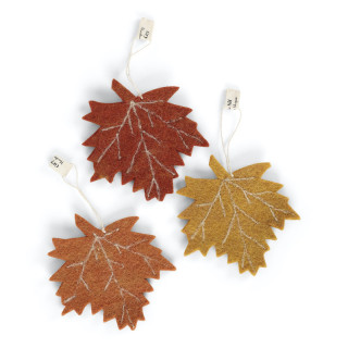 Set de 3 feuilles d'érable en laine à suspendre