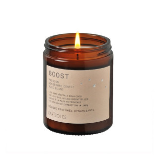 Bougie artisanale parfumée de la marque française Fariboles, parfum Boost