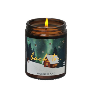 Bougie artisanale parfumée de la marque française Fariboles, parfum Back to Wonderland