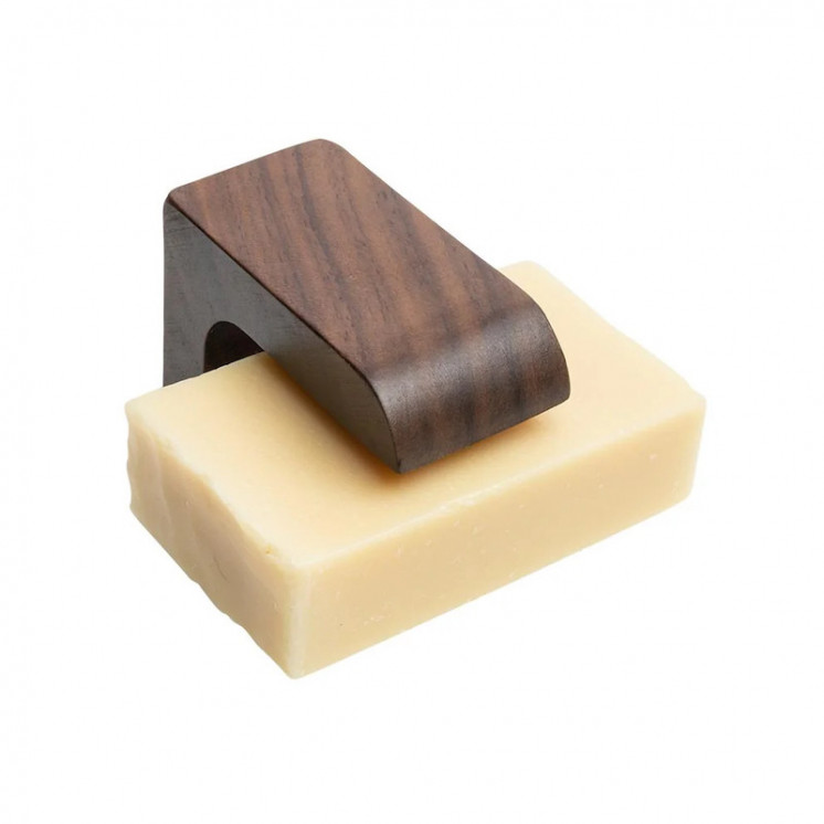 Porte-savon mural en bois foncé