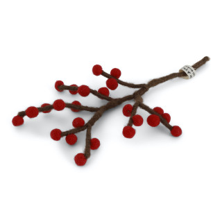 Mini branche en laine avec baies rouges