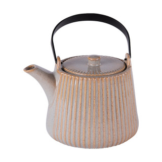 Théière en grès bleu clair avec anse métallique