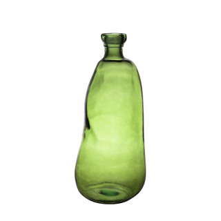 Vase haut en verre soufflé couleur verte.