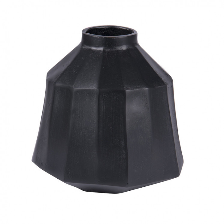 Vase faceté Juno Noir en aluminium D21H23