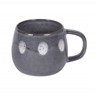 Mug en grès émaillé coloris bleu grisé avec des taches blanches