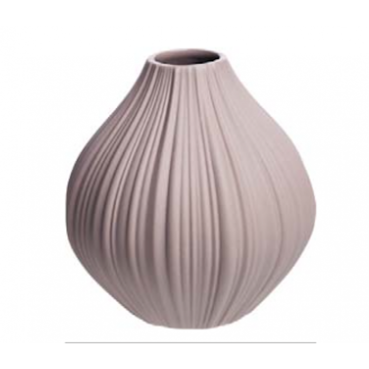 Vase rond en céramique "vintage" coloris vieux rose, petit format