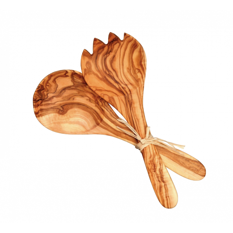 Couverts à salade en bois d'olivier