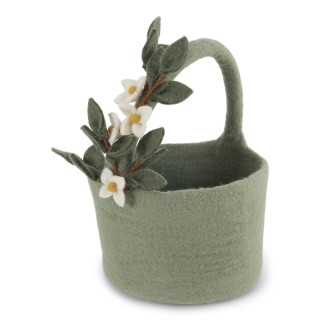 Panier vert en laine fleuri Gry & Sif