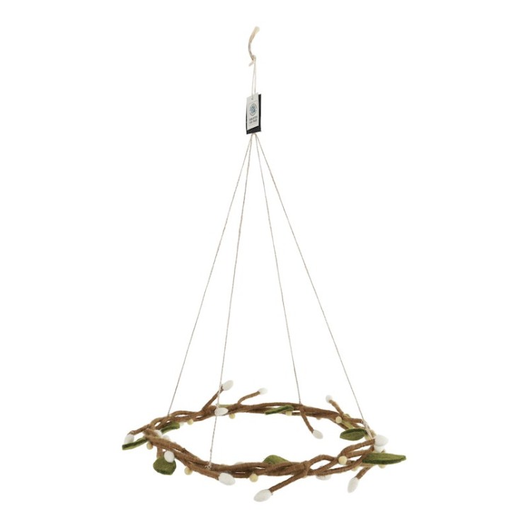 Couronne de branches en laine à suspendre Gry & Sif