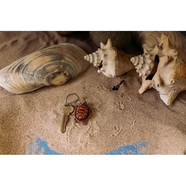 Porte-clé Tortue de mer en bois sculpté