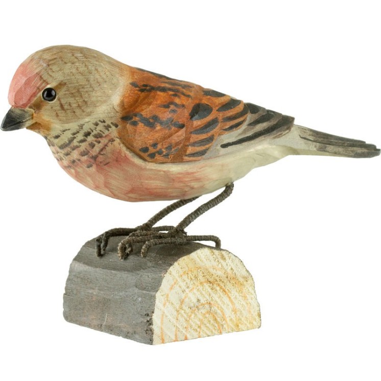 Linotte mélodieuse en bois sculpté