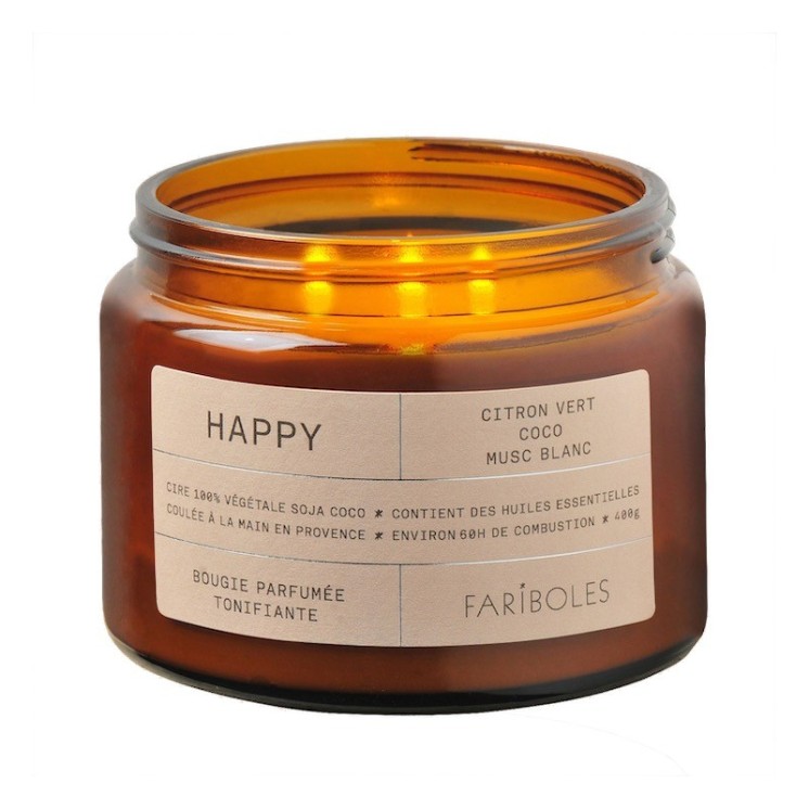 Bougie artisanale parfumée Happy 400g