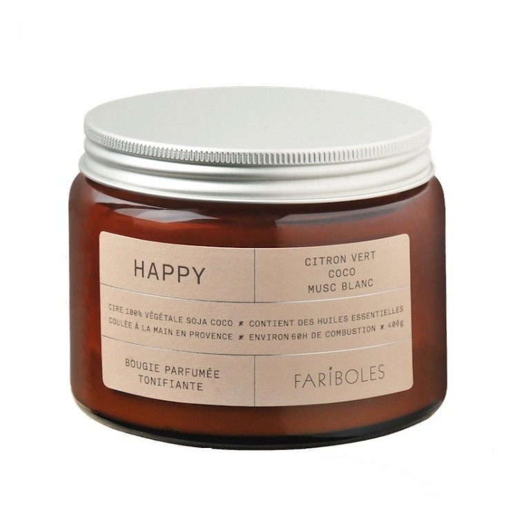 Bougie artisanale parfumée Happy 400g