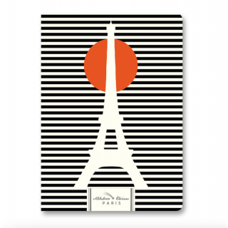 Carnet A5 illustration Tour Eiffel dans le soleil couchant