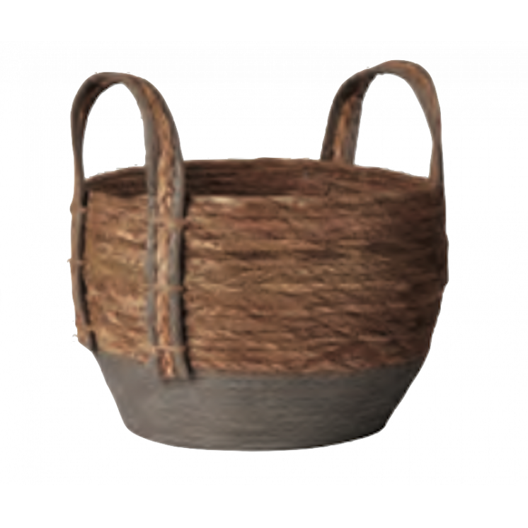 Panier naturel bicolore : naturel et gris. Petit format