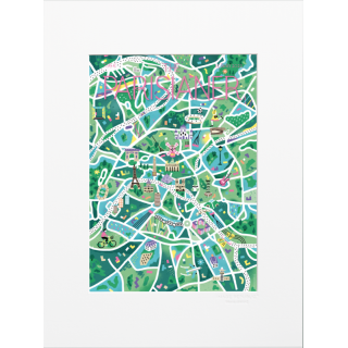 Affiche de la collection The Parisianer de la marque Image Republic, plan de Paris. Artiste : Antoine Corbineau