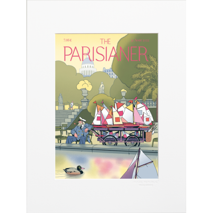 Affiche de la collection The Parisianer de la marque Image Republic, bassin du jardin du Luxembourg. Artiste : Vincent Mahé