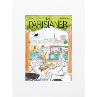Affiche de la collection The Parisianer de la marque Image Republic, les bouquinistes. Artiste : Phoque
