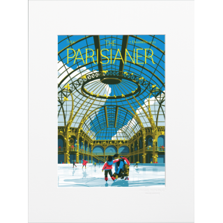 Affiche de la collection The Parisianer de la marque Image Republic, la patinoire du grand palais. Artiste : Tom Haugomat