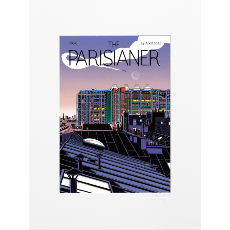 Affiche de la collection The Parisianer de la marque Image Republic, Le Centre Pompidou. Artiste : Lucas Harari