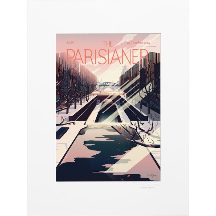 Affiche de la collection The Parisianer de la marque Image Republic, Le canal Saint Martin. Artiste : Cruschiform