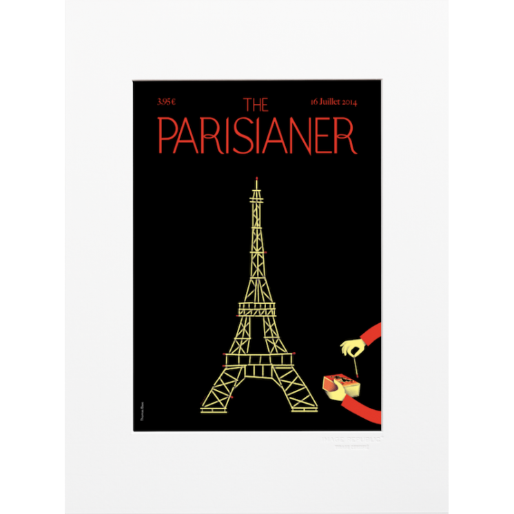 Affiche de la collection The Parisianer de la marque Image Republic, La Tour Eiffel en allumettes. Artiste : Thomas Baas