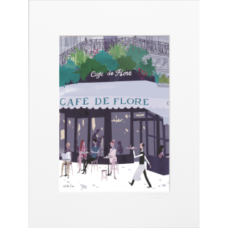 Affiche parisienne de la marque Image Republic, Le Café de Flore. Artiste : Nick Lu