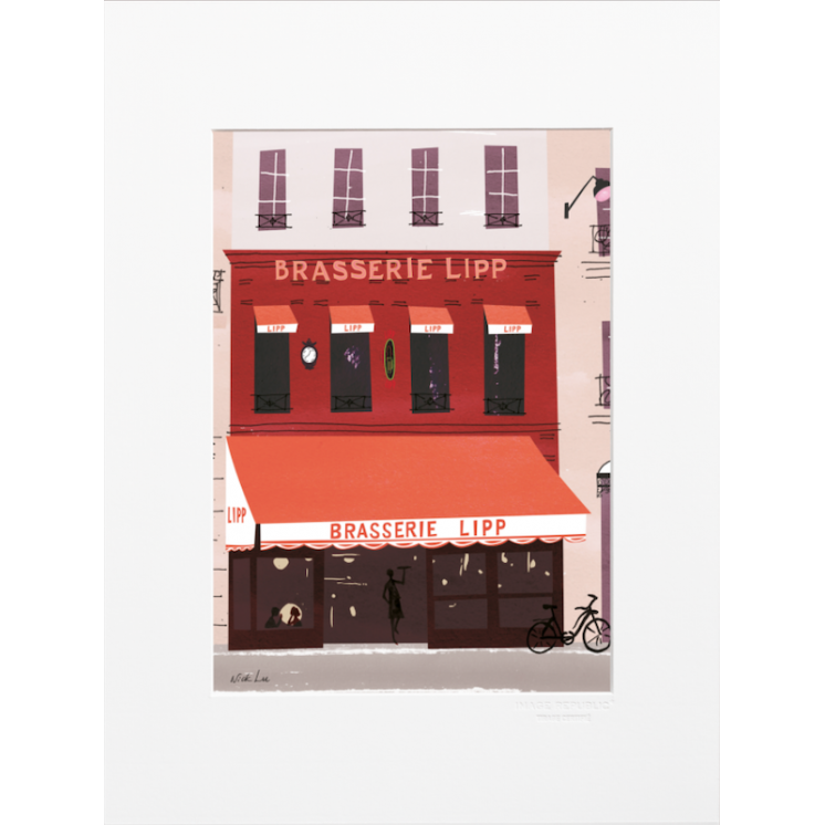 Affiche parisienne de la marque Image Republic, La Brasserie Lipp. Artiste : Nick Lu
