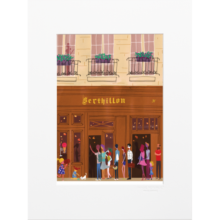 Affiche parisienne de la marque Image Republic, Berthillon. Artiste : Nick Lu