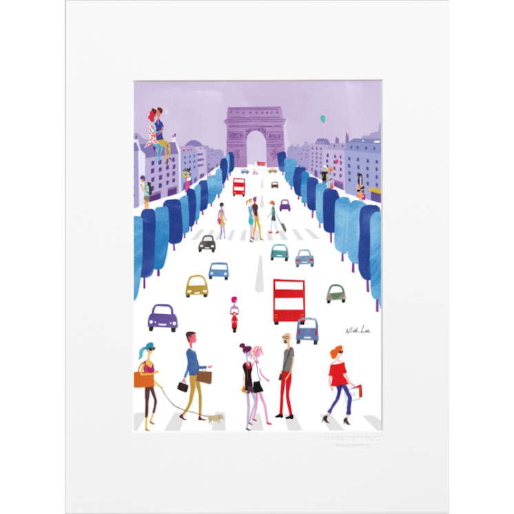 Affiche parisienne de la marque Image Republic, Les Champs Elysées. Artiste : Nick Lu