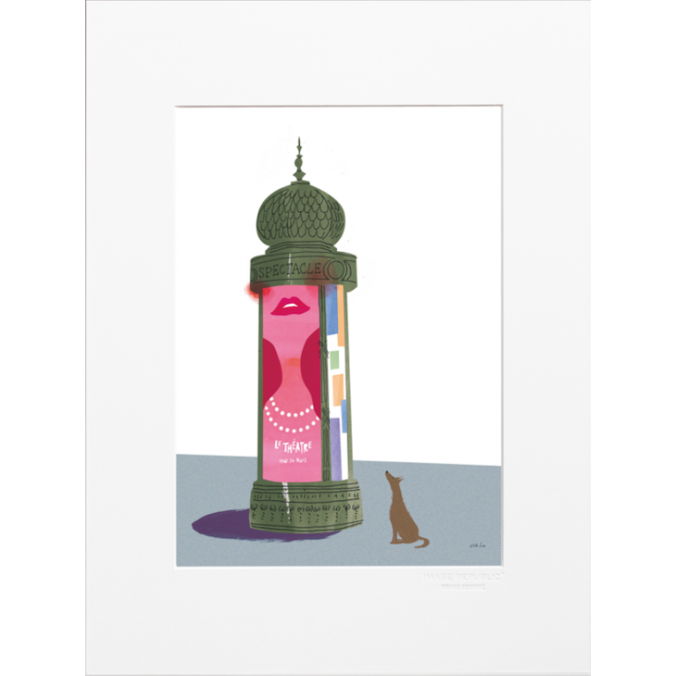 Affiche parisienne de la marque Image Republic, Kiosque. Artiste : Nick Lu
