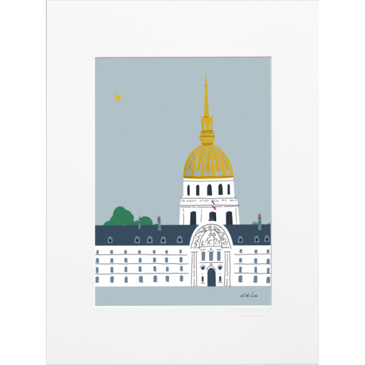 Affiche parisienne de la marque Image Republic, Hôtel des Invalides. Artiste : Nick Lu