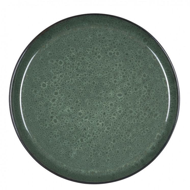 Grande assiette GASTRO 27 cm, verte (avec motifs créés par l'émail réactif) et noire.