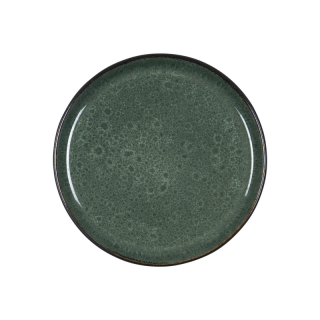 Assiette moyenne GASTRO 21 cm, verte (avec motifs créés par l'émail réactif) et noire.