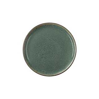 Assiette à dessert GASTRO 17 cm, verte (avec motifs créés par l'émail réactif) et noire.