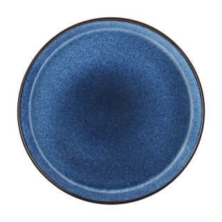 Grande assiette GASTRO 27 cm, bleu nuit (avec motifs créés par l'émail réactif) et noire.