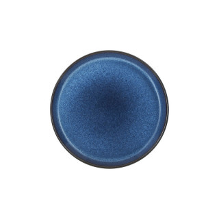 Assiette à dessert GASTRO 17 cm, bleu nuit (avec motifs créés par l'émail réactif) et noire.