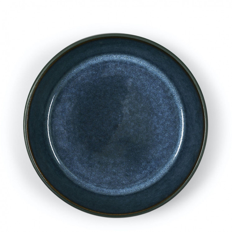 Assiette creuse / bol à soupe GASTRO 18 cm, bleu nuit (avec motifs créés par l'émail réactif) et noire