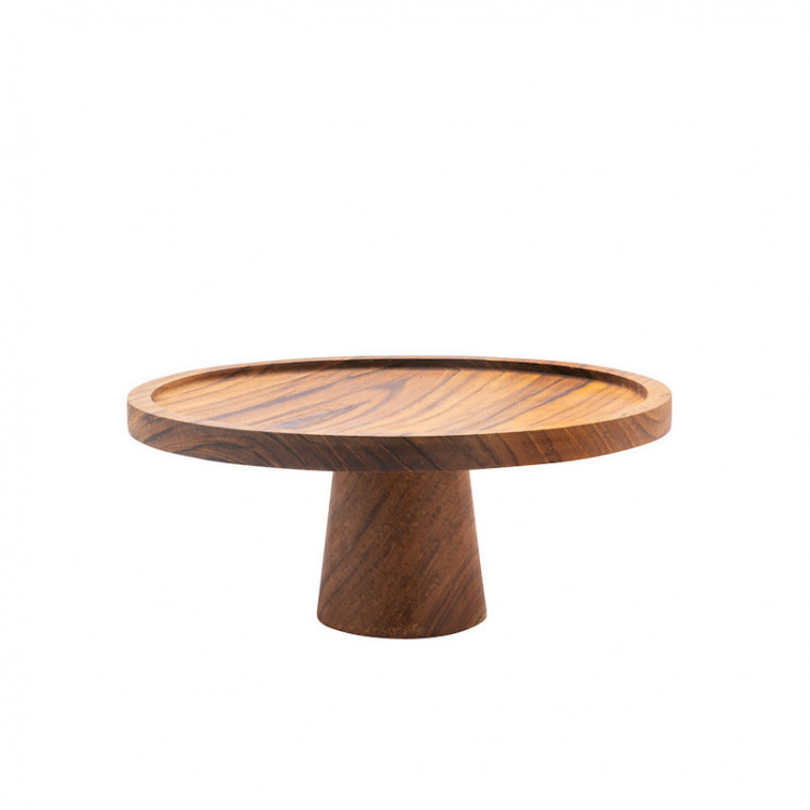 Présentoir à gâteau en bois de teck.