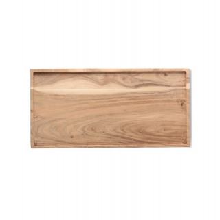 Plateau rectangulaire en acacia naturel, bords biseautés, grand format.