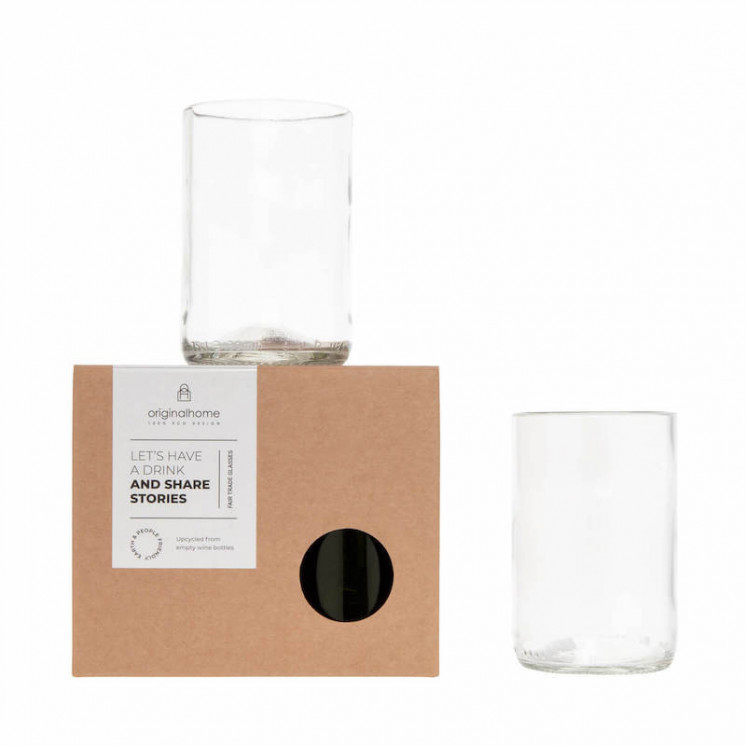 Set de 2 verres à base de bouteille en verre recyclée