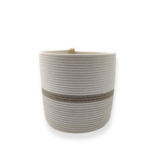 Cache-pot KOBA en corde de coton recyclé. Grand format, coloris blanc cassé avec fil "boho", "boho" et blanc cassé.