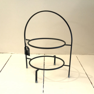 Serviteur deux assiettes en métal noir.
