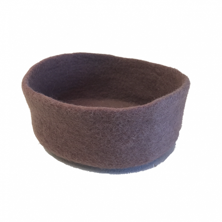 Panier en laine coloris prune, grand format.