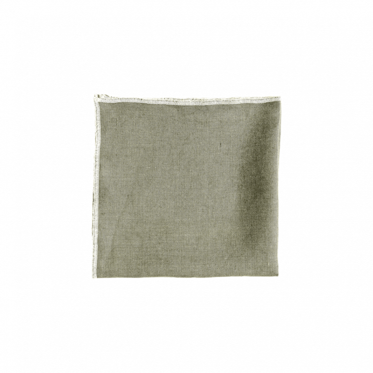 Serviette de table "Venise" en lin coloris Kaki.