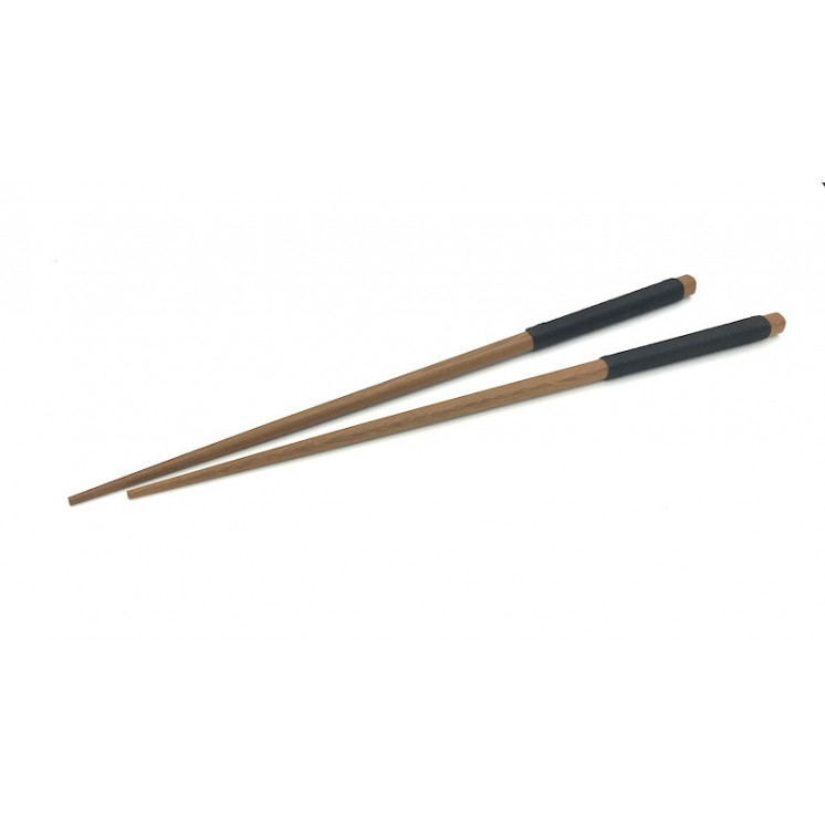 Set de 2 paires de baguettes en acacia avec poignée en nylon