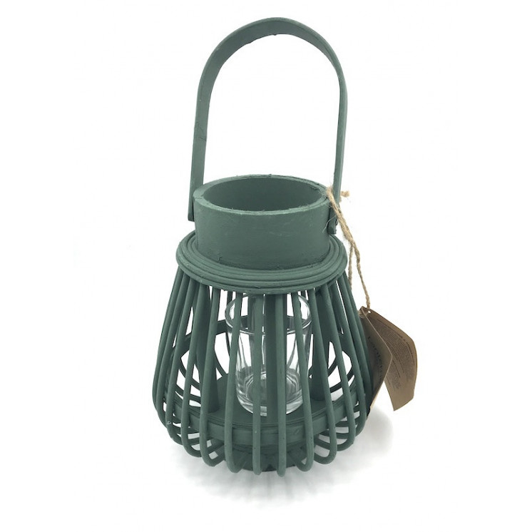 Petite lanterne en bambou coloris vert