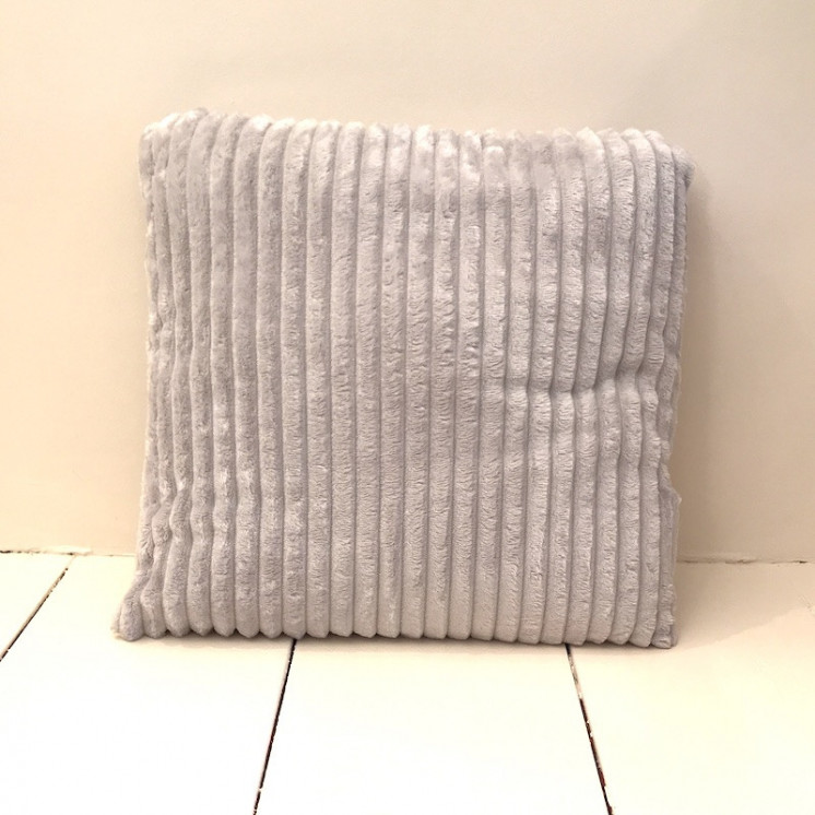Coussin en velours côtelé coloris gris clair
