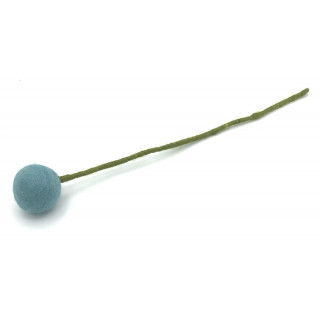 Fleur boule en laine 3cm coloris bleu ciel