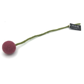 Fleur boule en laine 3cm coloris rose foncé